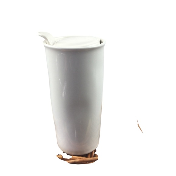 Rae Dunn White Ceramic Travel Mug "Hustle" - Picture 2 of 5